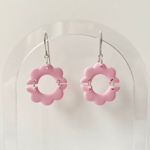Claire small pink flower dangles