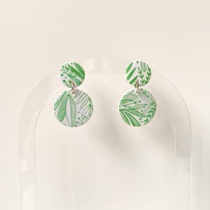 Greta greenery print round dangles