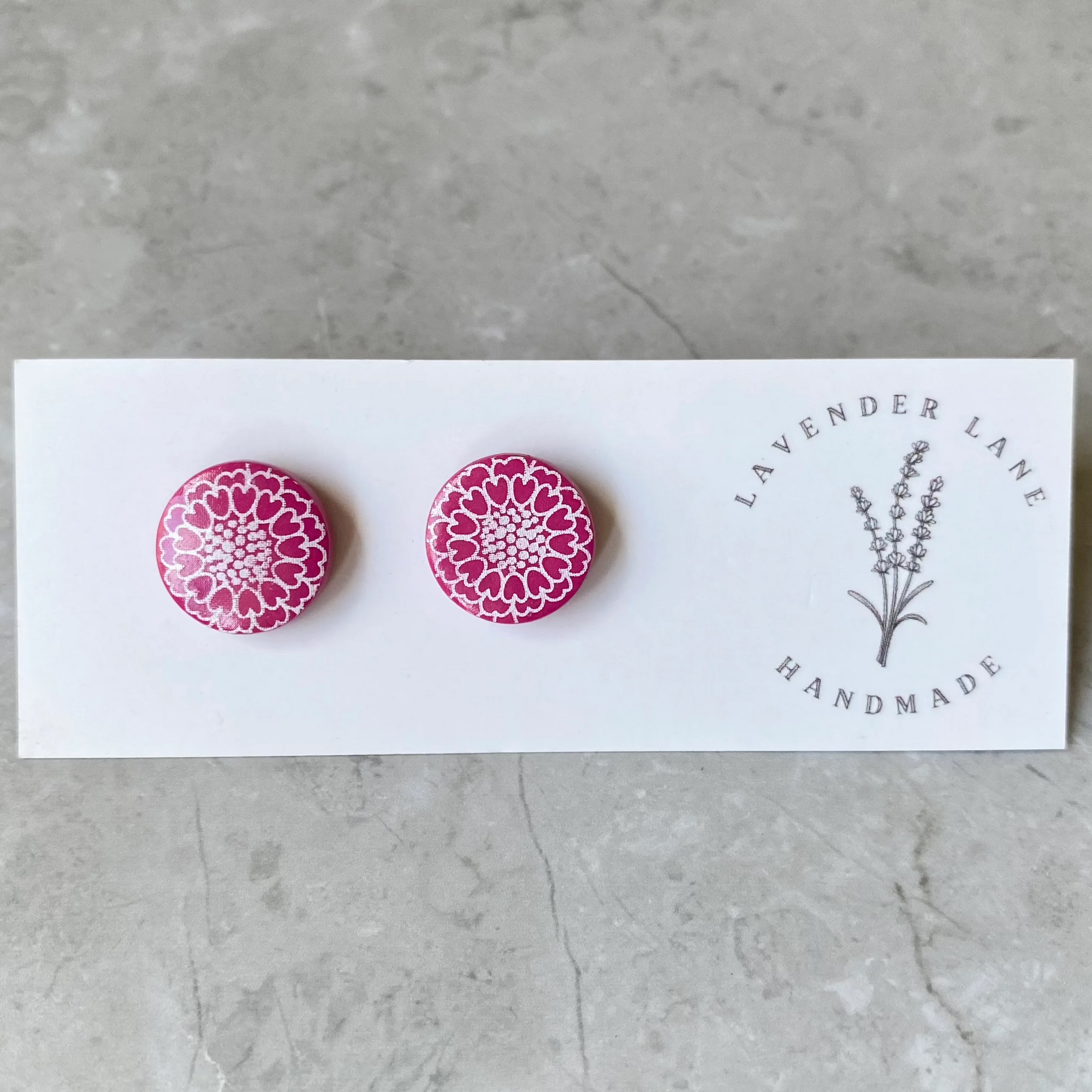 Ruby flower print studs