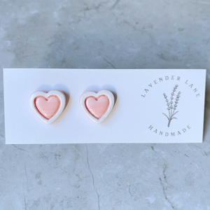 Rosa marble outline heart studs