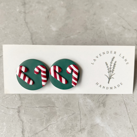Christmas candy cane large studs