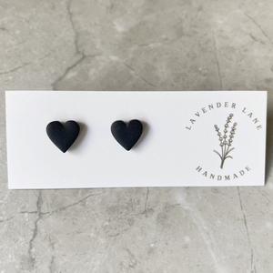 Ruth mini black heart studs