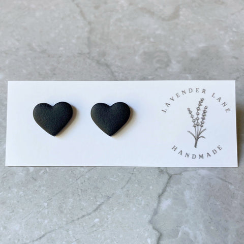 Ruth black heart studs