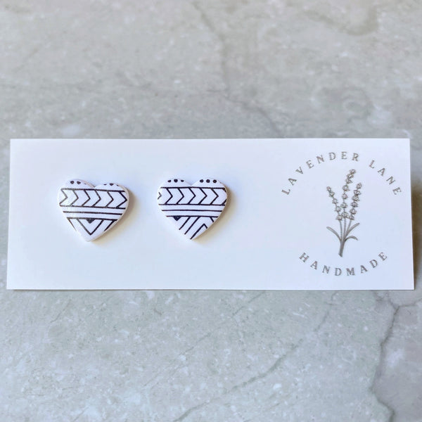 Zara aztec print heart studs