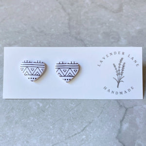 Zara aztec print heart studs