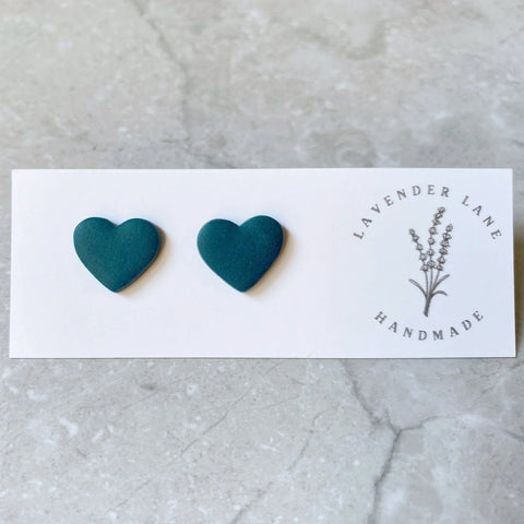 Maggie teal heart studs