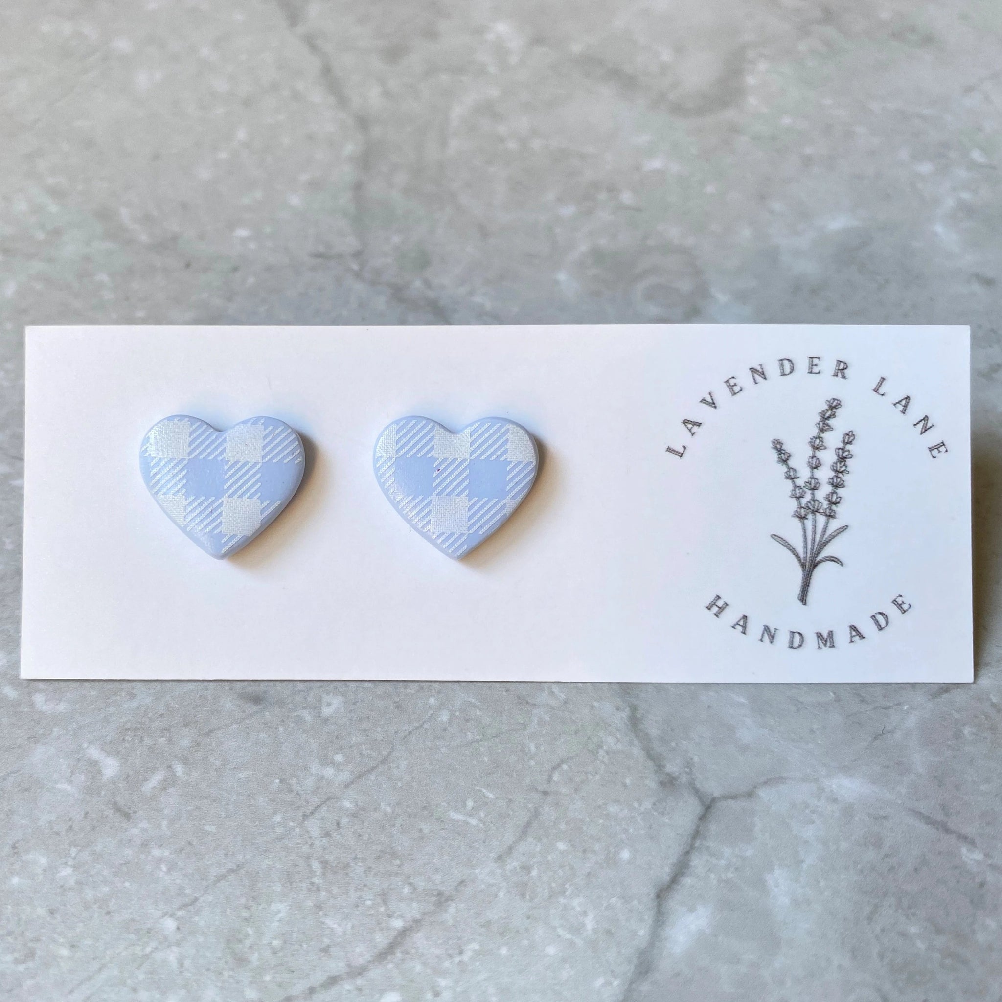 Liza gingham heart studs