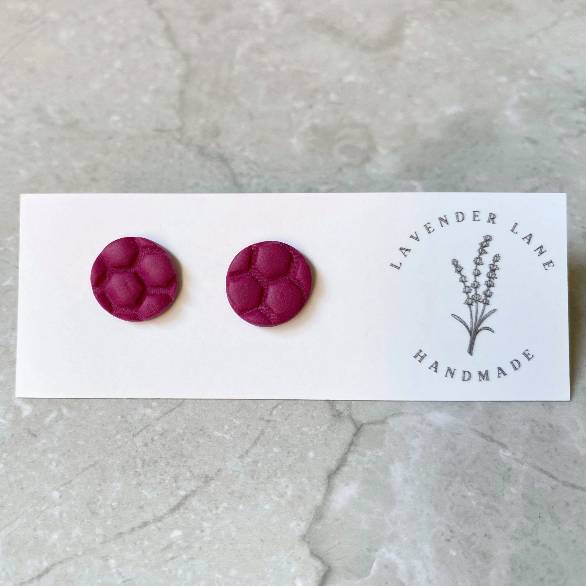 Maggie raspberry patterned studs