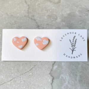 Olivia peach terrazzo heart studs