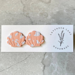 Olivia peach terrazzo shell studs