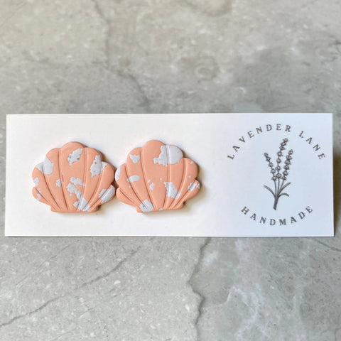 Olivia peach terrazzo shell studs