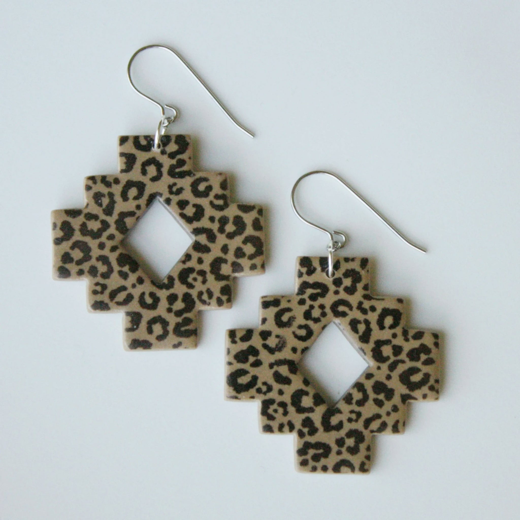 Jenna leopard square aztec dangles