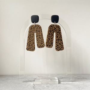 Jenna leopard asymmetrical arch dangles